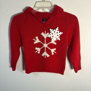 Baby Gap Christmas Sweater Snowflake Hooded 5T NWT